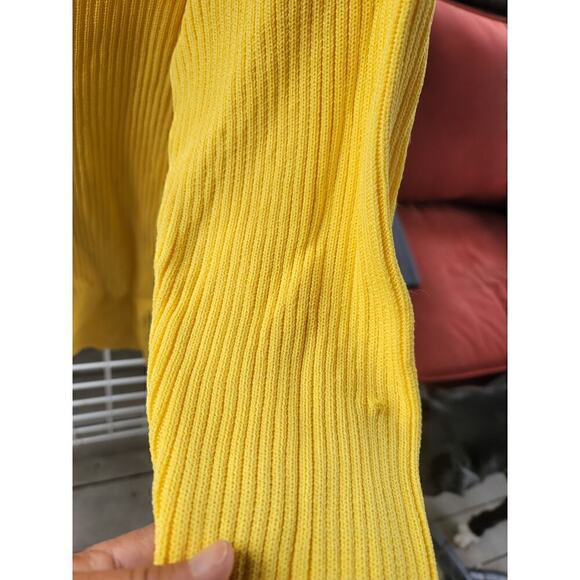 Zara Ribbed Knit Sweater w Open Back/ Black Strap in Bright Yellow, sz Small - Picture 4 of 15